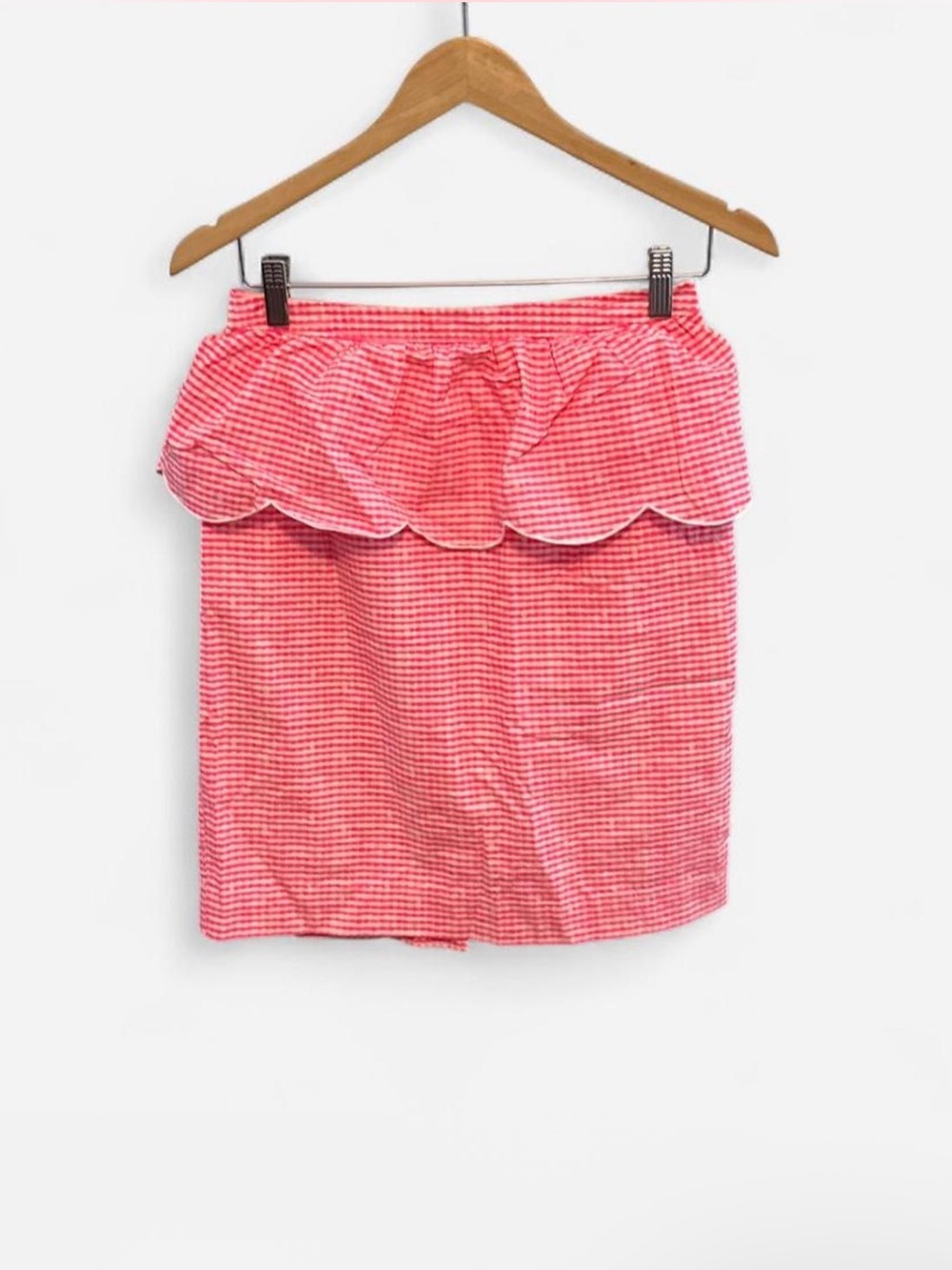 Lilly Pulitzer Pink Gingham Scalloped Mini Skirt 100% Cotton preppy boho size 6
